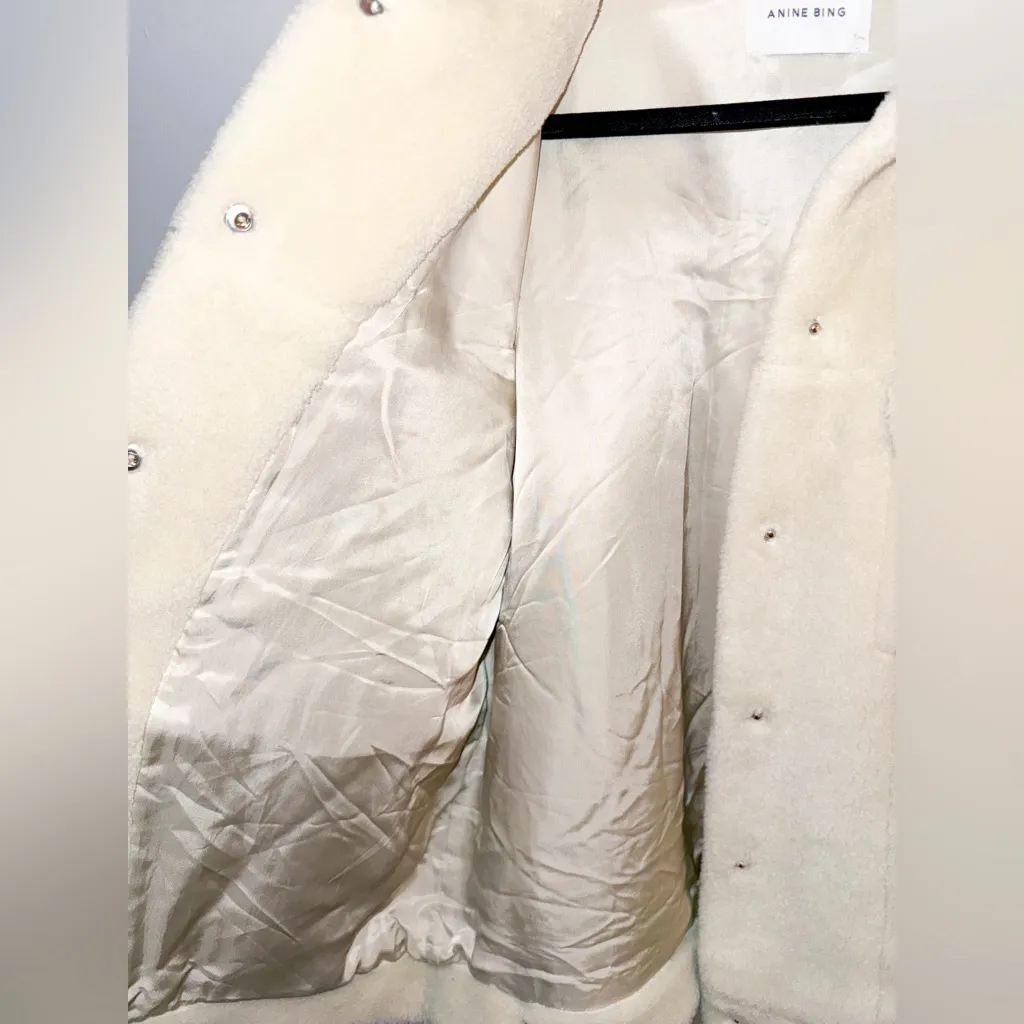 Anine Bing shearling oversized jacket ivory small teddy shacket - Image 14