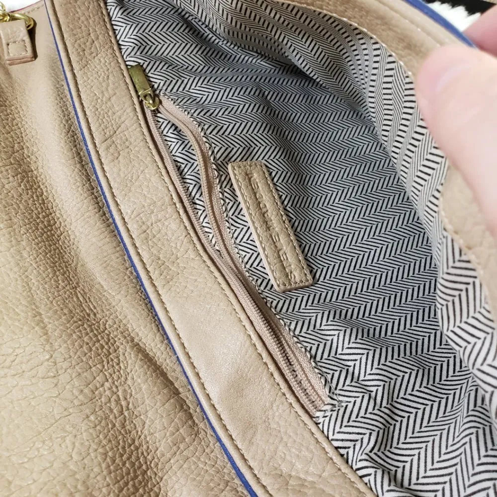 STEVE MADDEN Women's Blue, Gray, Tan, Silver Multi-Texture Color block Purse - Image 2