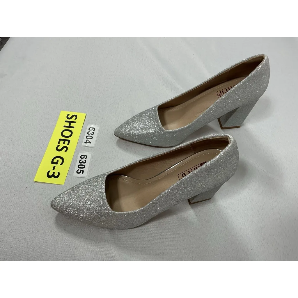 Womans Idifu Slipon Formal Pumps 6 Silver Sparkly Pointed Toe Block Heel NWOT - Image 3