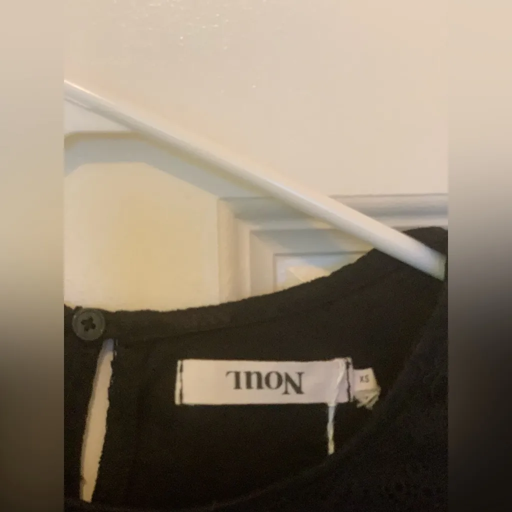 Nuol Elegant Black Lace Scalloped Trim Short Sleeve Top. Size - Image 4