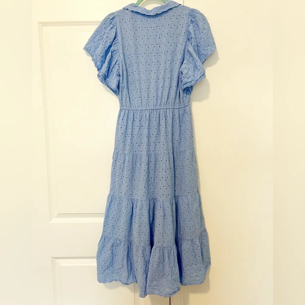 Slate & Willow Blue Eyelet Midi Dress - Image 7
