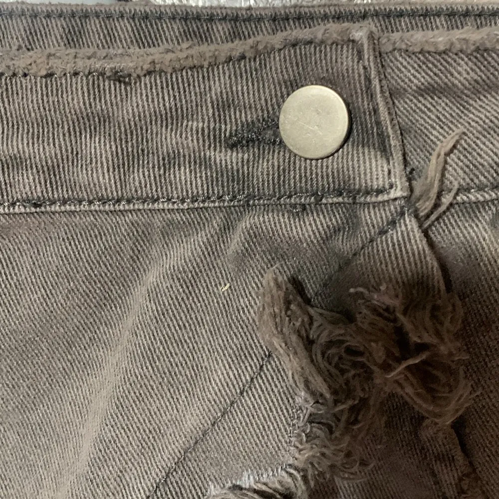 Atikshop Gray Distressed Denim Crisscross Skirt Size L - Image 4