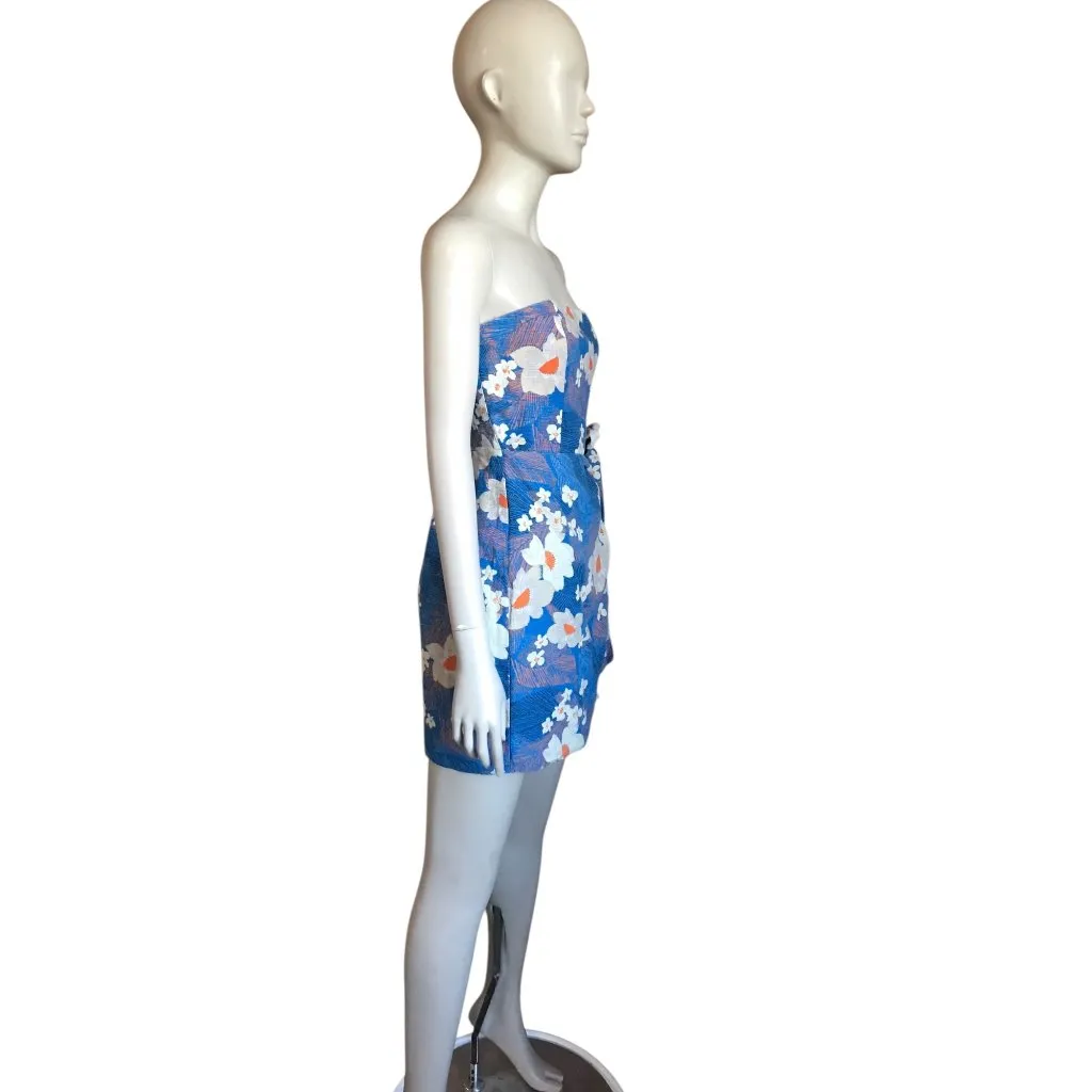 Urban Outfitters Blue, White and Orange Floral Dress - Image 3