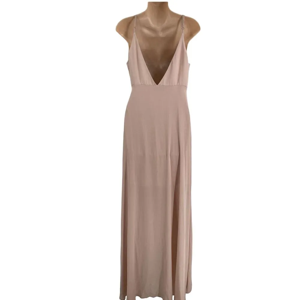 Show Me Your Mumu Sz.Large Formal Mariah Wrap Dress V Neck High Low Blush Pink - Image 4