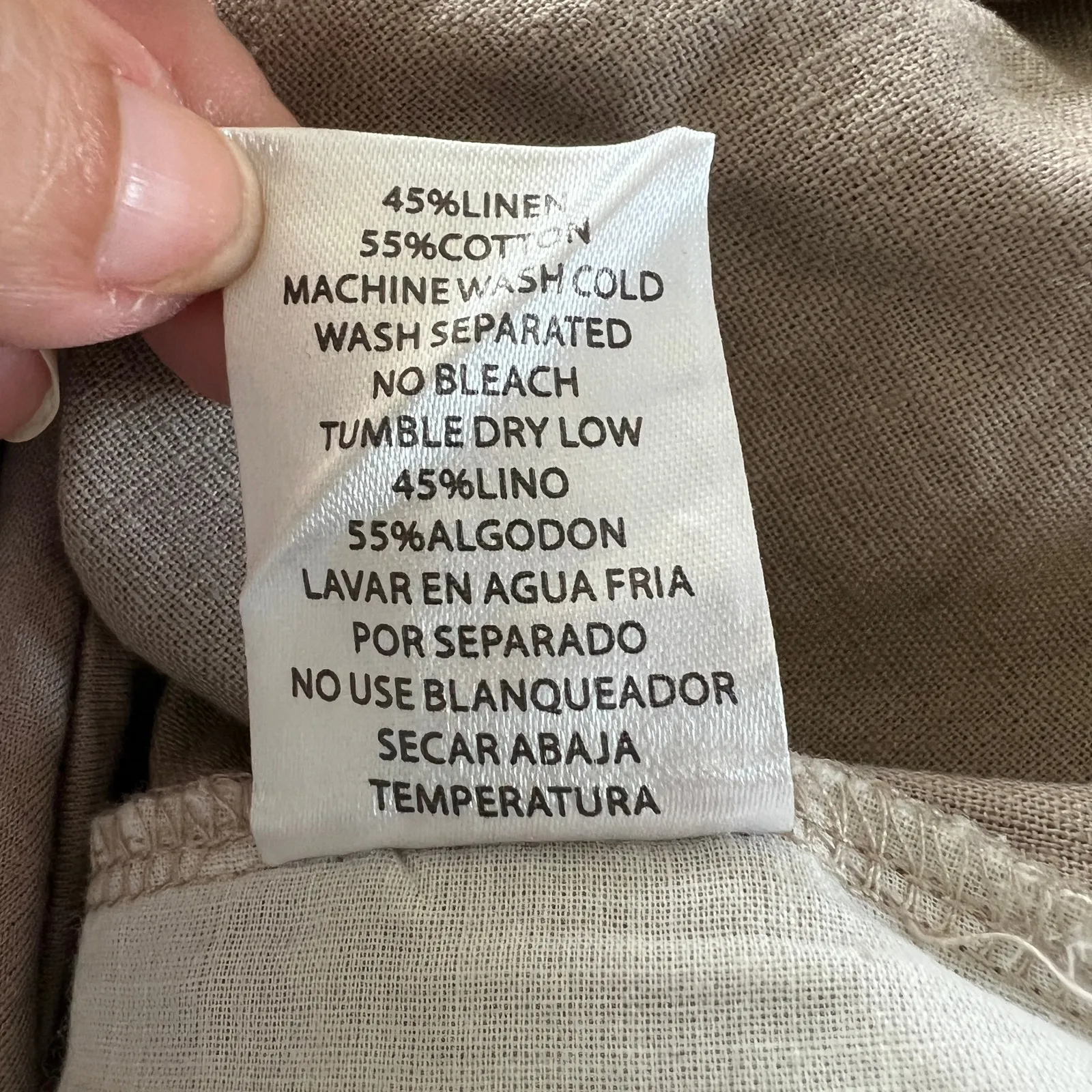 NEW POPLOOKS Linen Wide Leg Pants Tan Plus Sz 2X Hi Rise Comfy Fold Over Waist Brown - Image 7