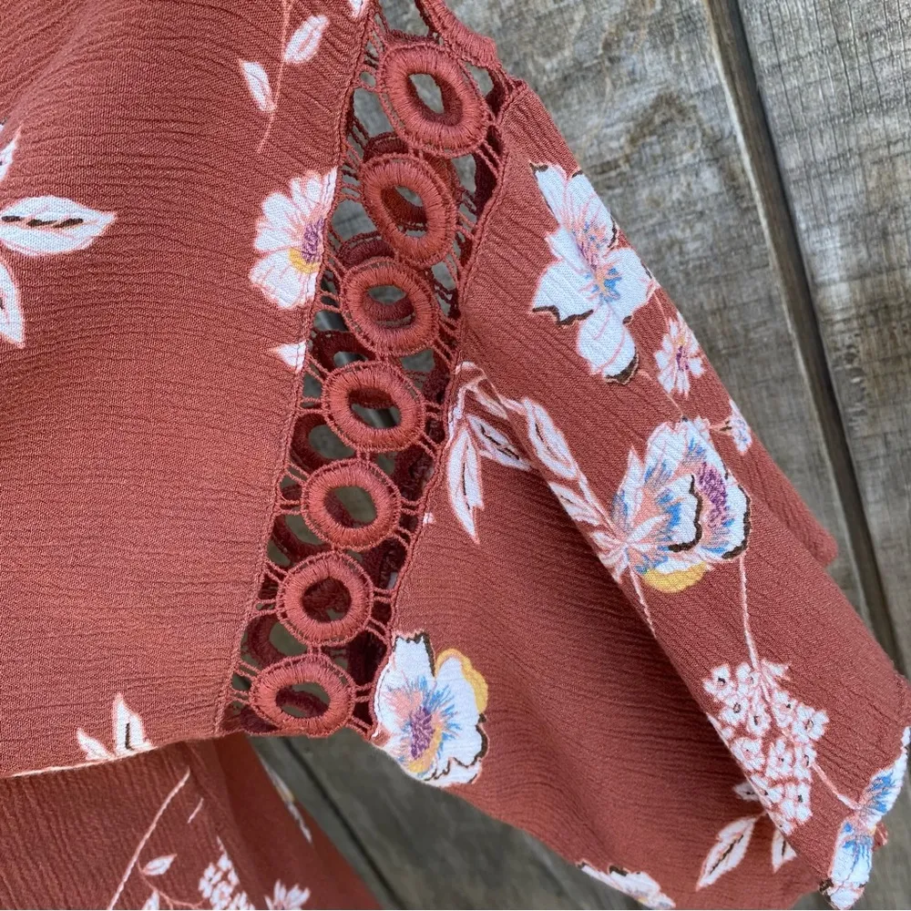 Maurices Rust Color Floral Print Duster Cardigan Size 3X - Image 8