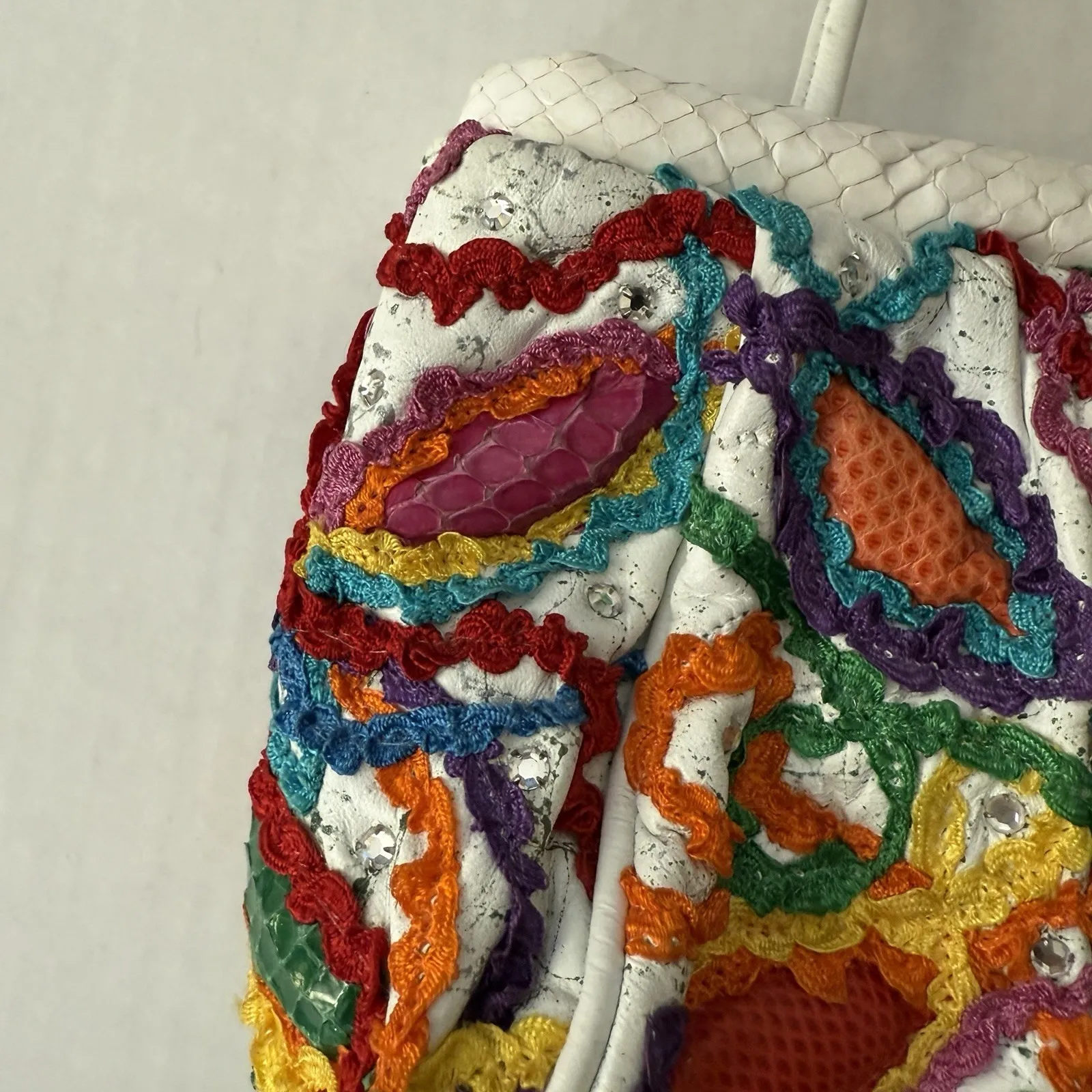 Rita Diana For Mylinka Vintage Women's Crossbody Bag White Leather 80s Bright‎ - Image 9