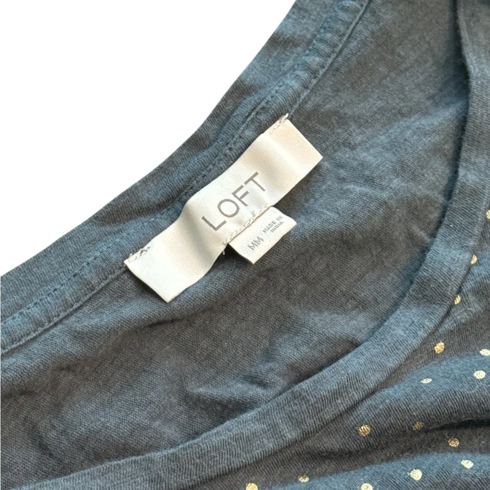 Loft  Women's Gray with Gold Polka Dot Top - Image 5