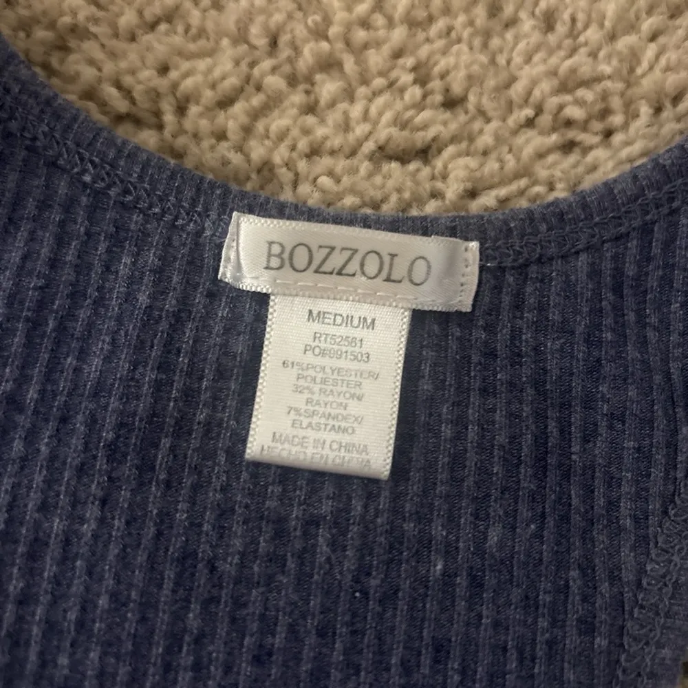 Bozzolo Ribbed Buttoned Blue Tank Top - Image 2