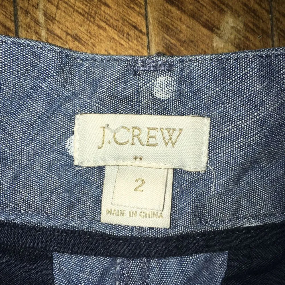 J Crew Factory chambray polka dot size 2 flat front shorts Blue - Image 2