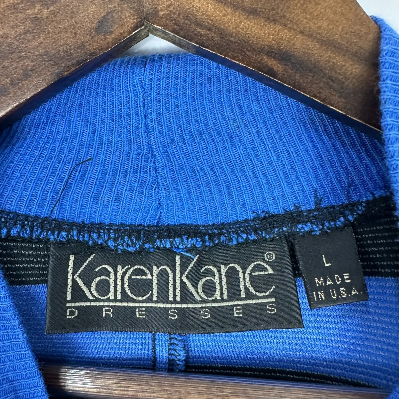 Karen Kane Sweater Dress Women L Blue Black Stripe Preppy Cotton Mod 90s USA VTG - Image 2