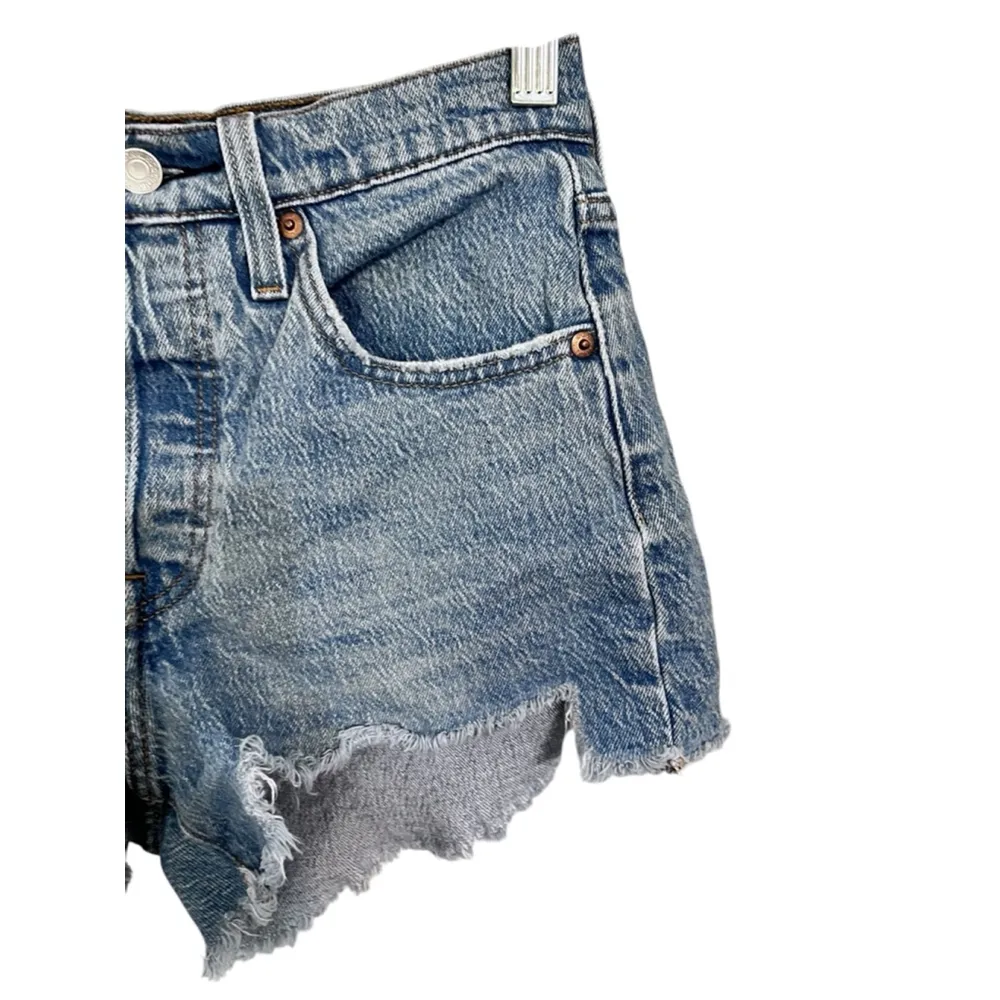 Levi Strauss 501 Button Fly Denim Cutoff Jean Shorts Size 25 Blue Casual Cotton - Image 3