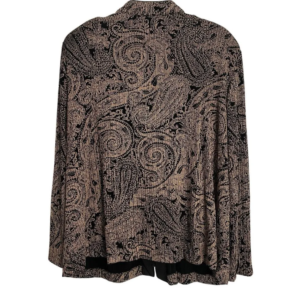 Alex Evening Collection Woman’s 3X Gold Black Paisley Blazer Jacket Sparkles - Image 4