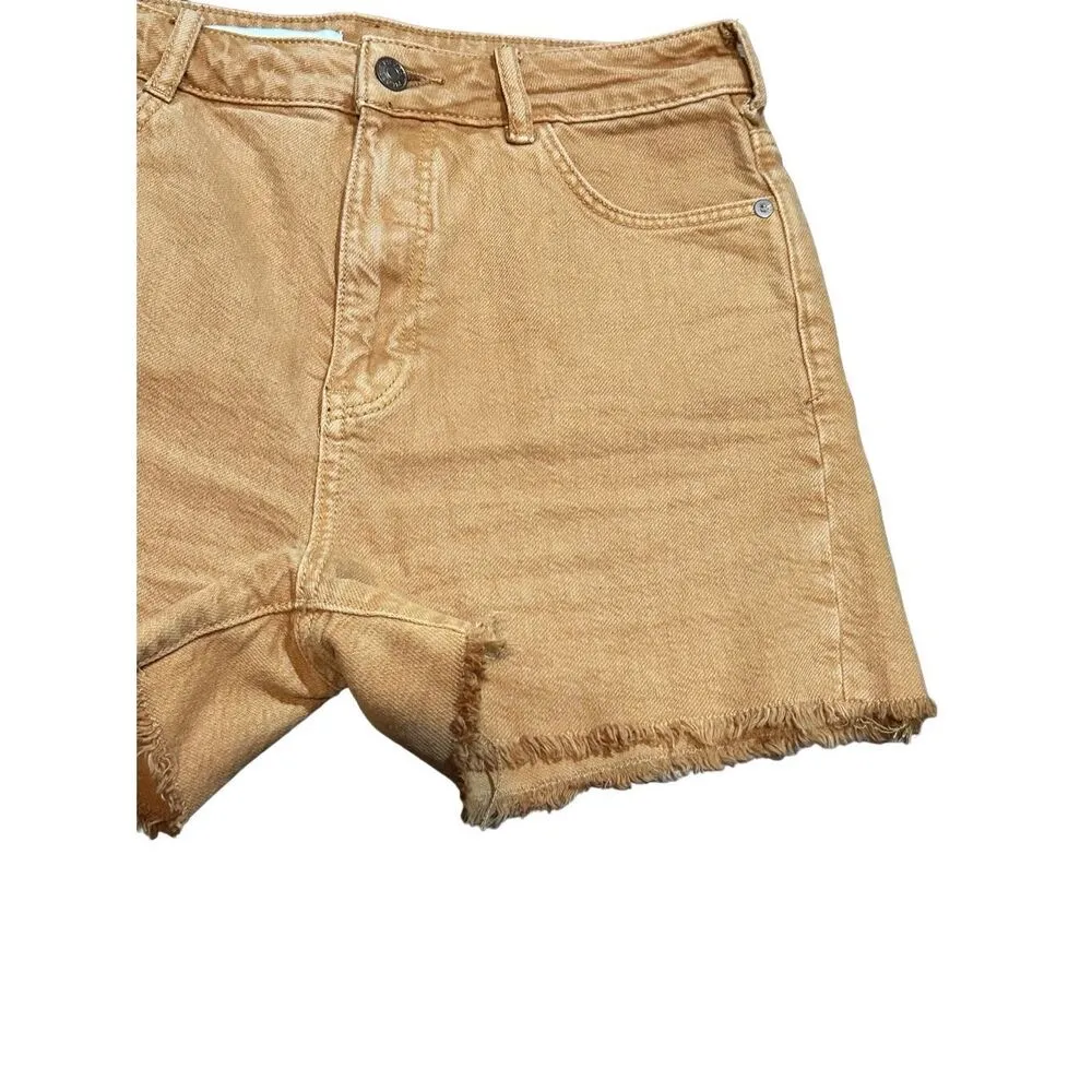 Pilcro by Anthropologie Women Rust Brown Mustard Denim Distressed Shorts Sz 26 - Image 3