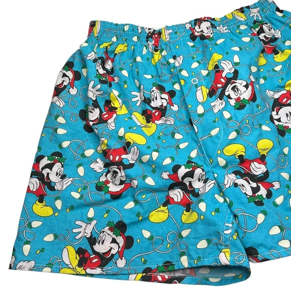 Vintage Disney Mickey Mouse Christmas Blue boxer sleep Shorts all cotton large - Image 2