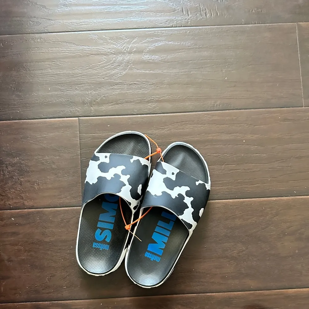 Simon miller X Melissa collab cow print rubber slides - Image 5