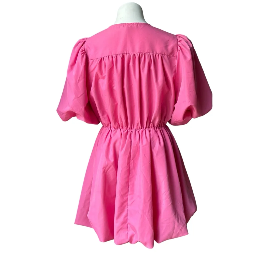 Entro High Waist Puff Sleeve Bubble Hem Dress, Sz S - Image 3