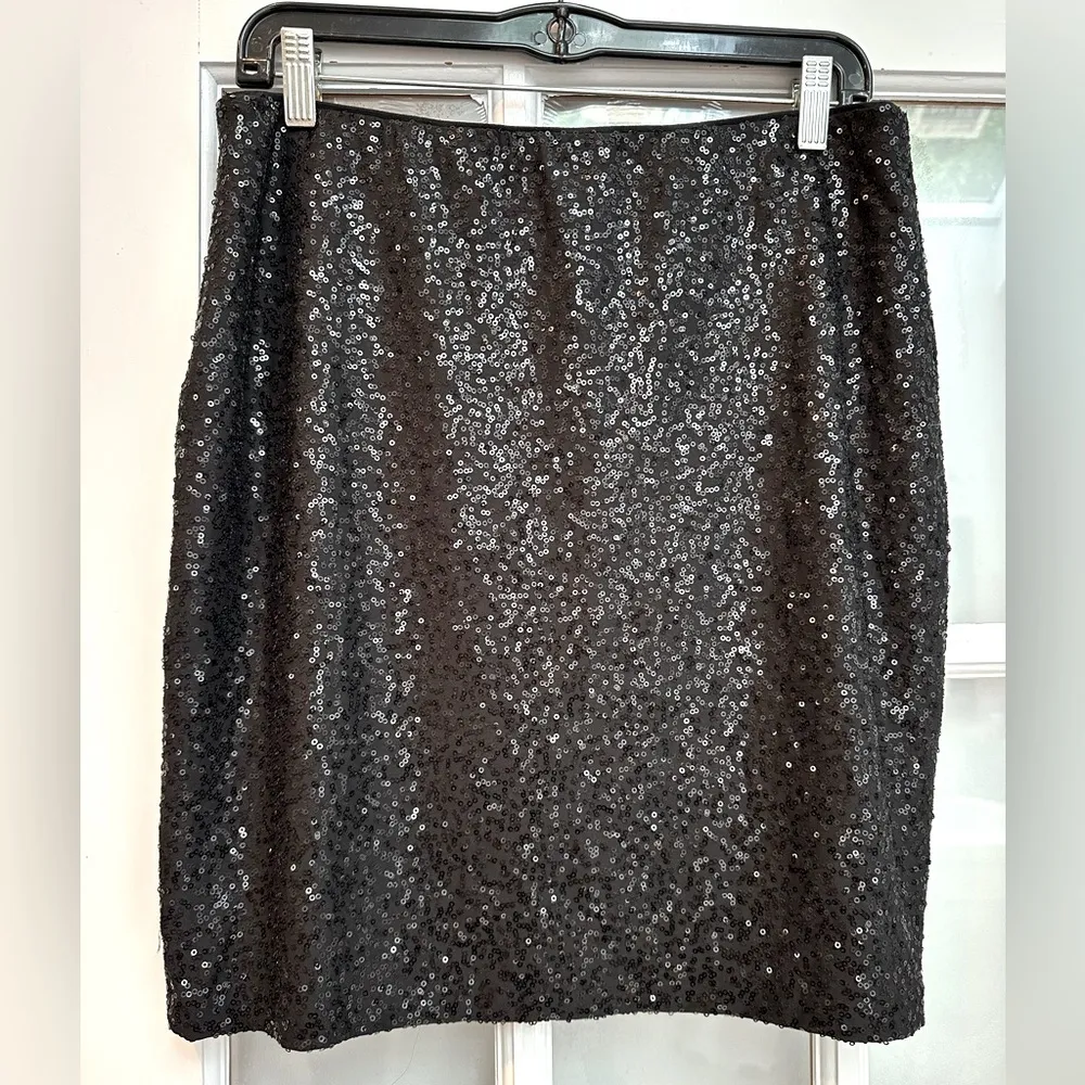 Vintage Cache Black Sequin Pull On Mini Pencil Skirt Women’s Size Small S NWT - Image 2