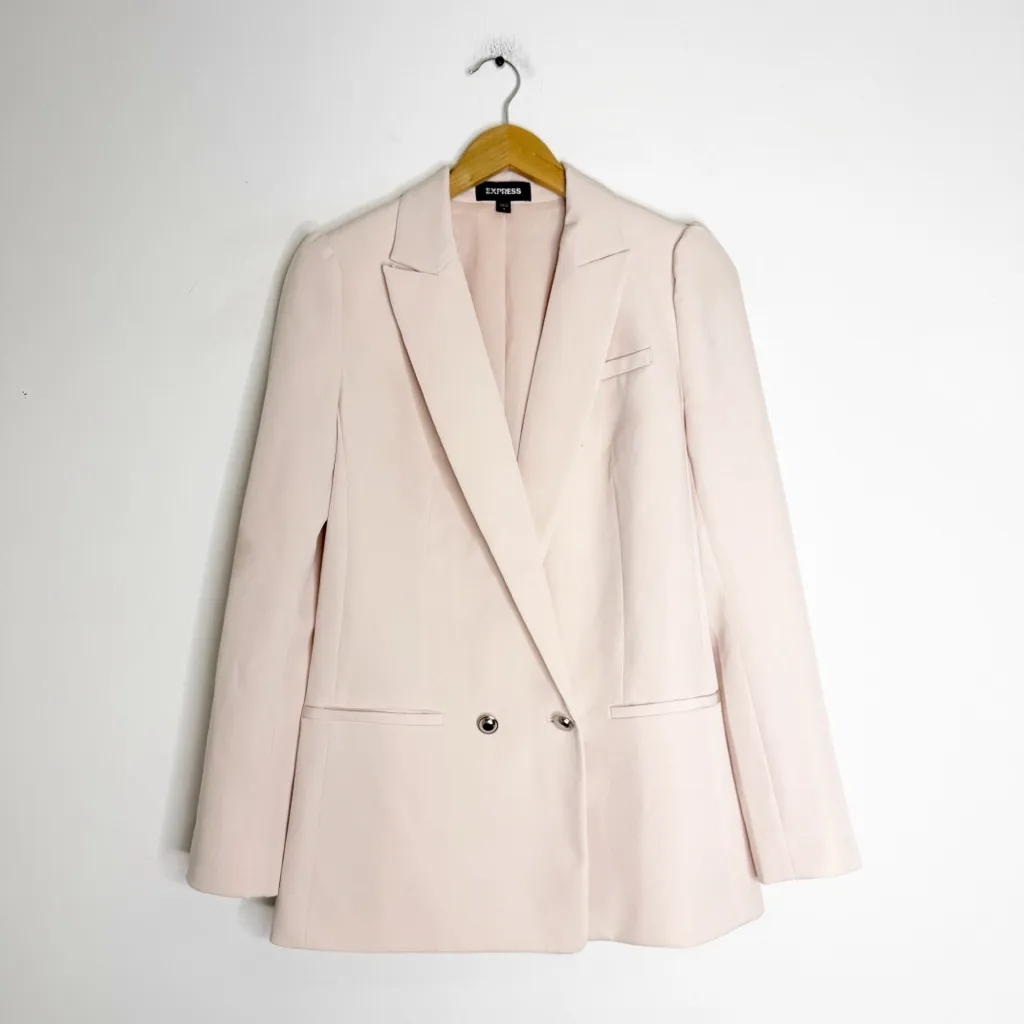 Express Pink Double-Breasted Blazer – Size Small – Stretch Suiting - Image 3
