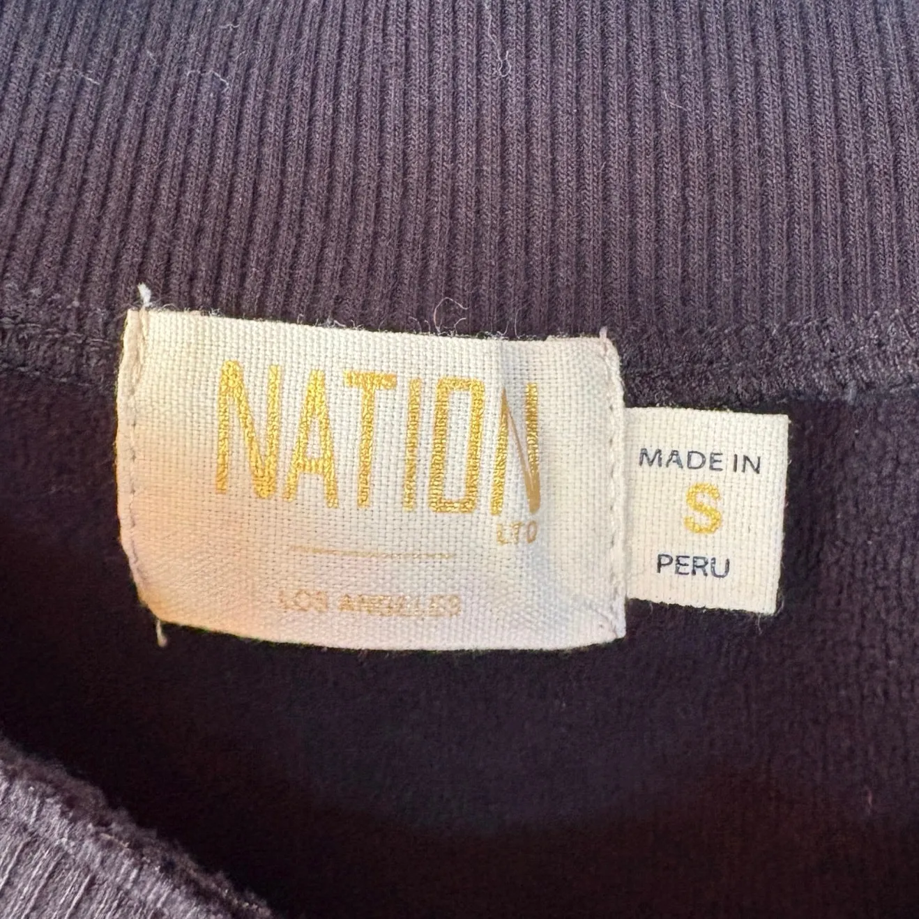 Nation Wyatt V-Neck Black Sweatshirt Classic Varsity Lounge Quiet Luxury Small - Image 7