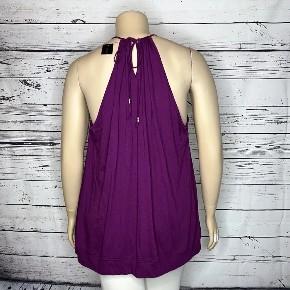 Lane Bryant NWT Size 22/24 Purple Criss-Cross Neckline Keyhole Knit Tank Top - Image 4