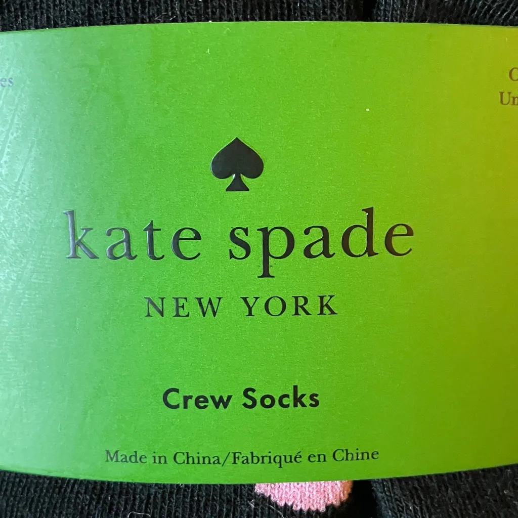 Kate Spade: NWT Black/Pink/Cream Socks- 3 pairs- thin crew socks - Image 2