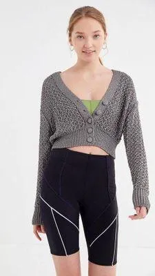 Black Seamed Biker Shorts - Image 2