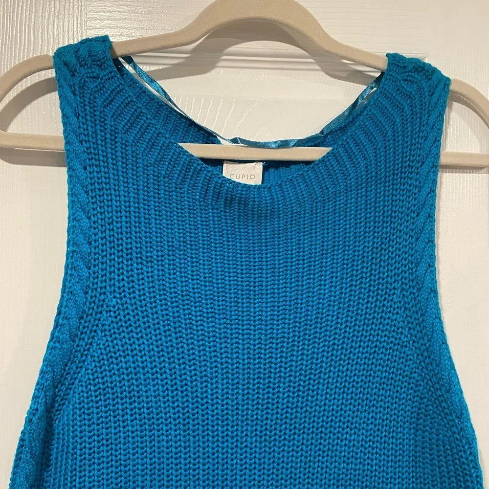 NWT Cupio Size XL Scoop Neck Sleeveless Cotton Teal Blue Knit Vest Top Cotton - Image 2