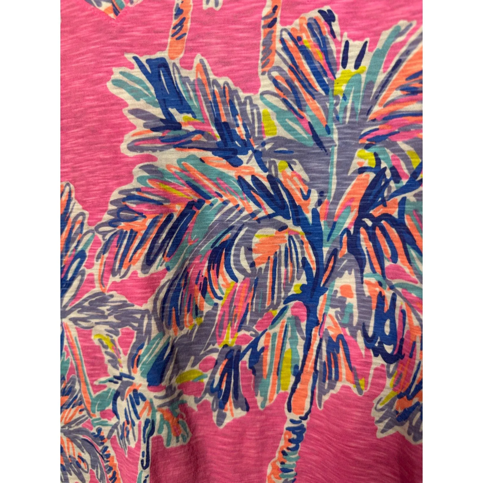Lilly Pulitzer Etta V Neck Palm Tree Pink Blouse Size Small - Image 4
