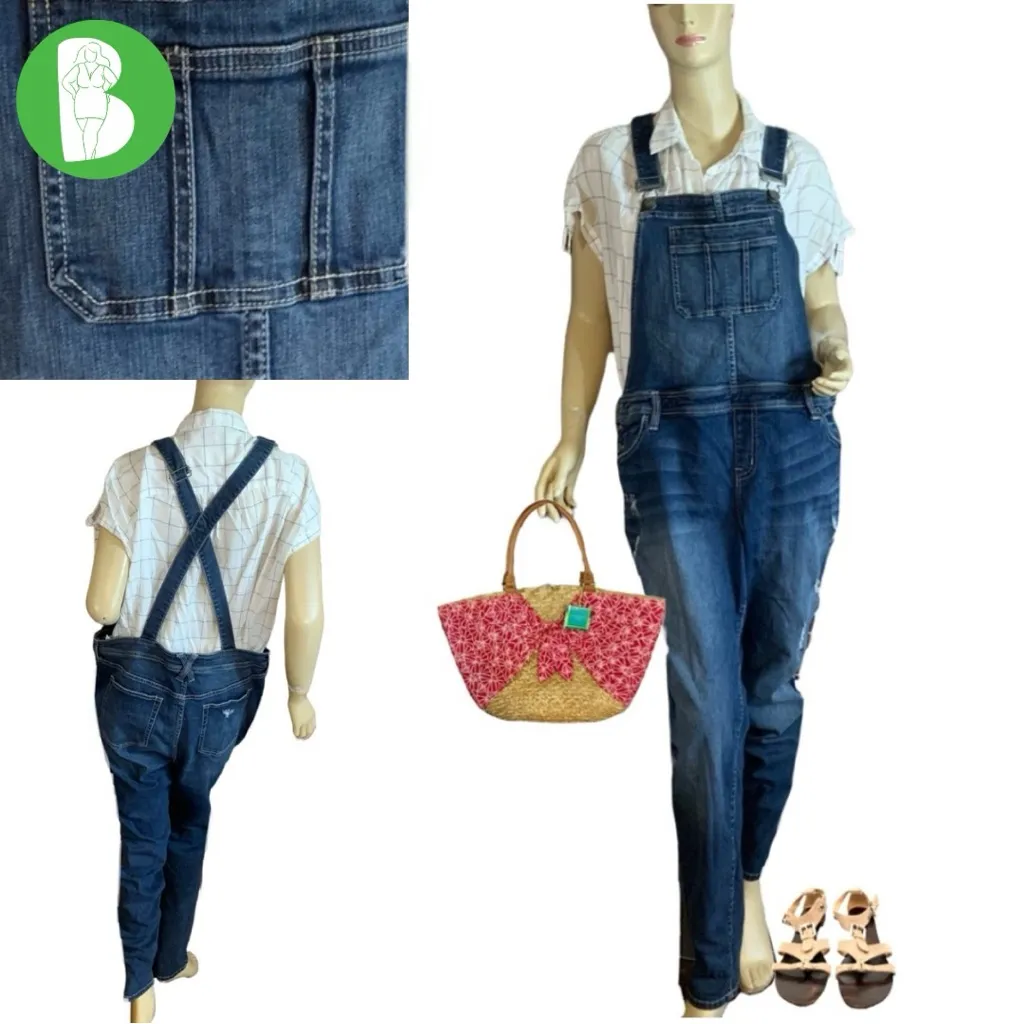 TORRID DISTRESSED DENIM OVERALLS (18) - Image 2