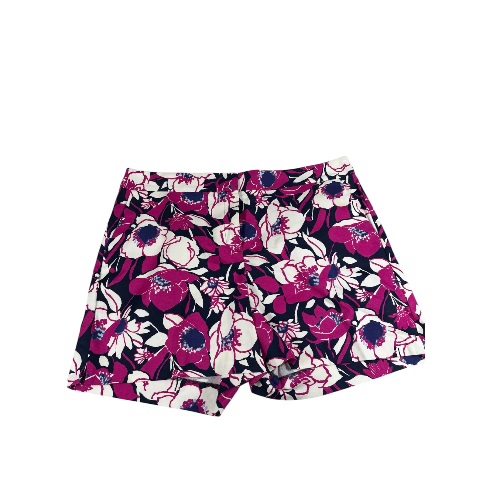 Talbots NWT Floral Cotton Stretch Shorts 16 Tropical Coconutgirl Pink Navy - Image 2