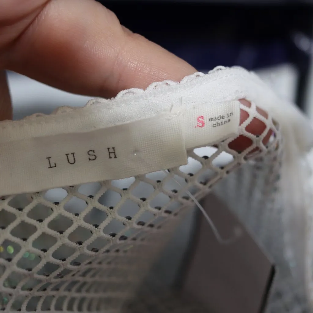 Lush Rhinestone Mesh Sparkly Cropped Cami Top Small NWT Party Glam - Image 12