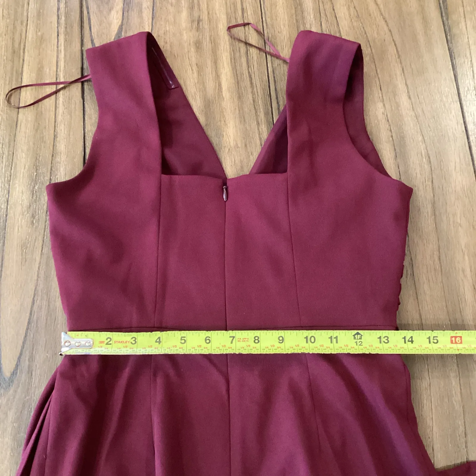 Dress the Population Alessia Tie Waist Crepe fitted cocktail Dress dark magenta - Image 7
