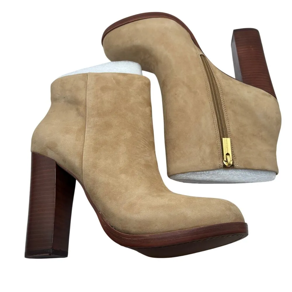 Vince Camuto Cayelsa Heeled Bootie Ankle Boots Beige SZ 8.5/39.5 Suede Leather - Image 6