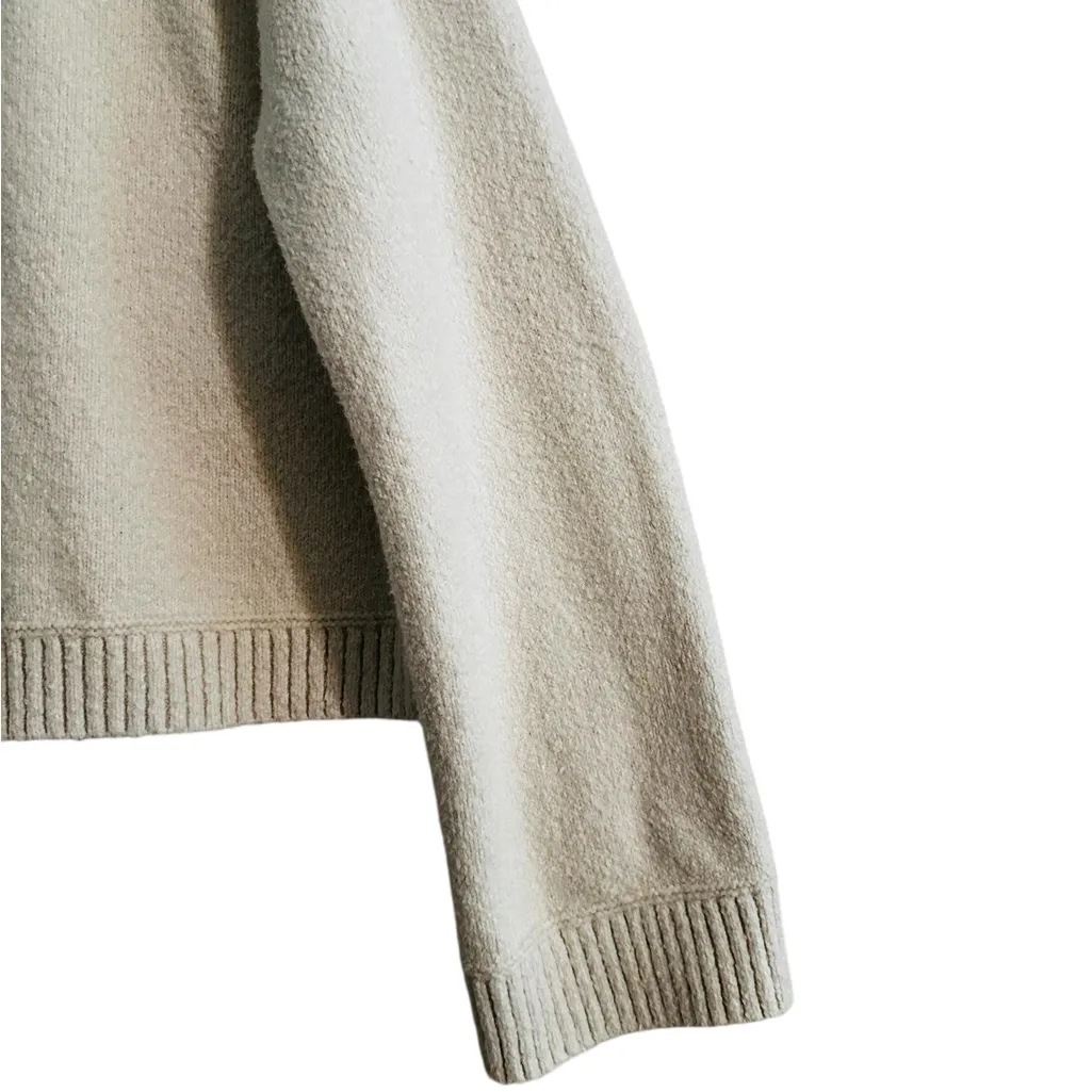 Lululemon Brushed Cotton Merino Blend Crewneck Sweater Ivory Preppy Size Small - Image 5