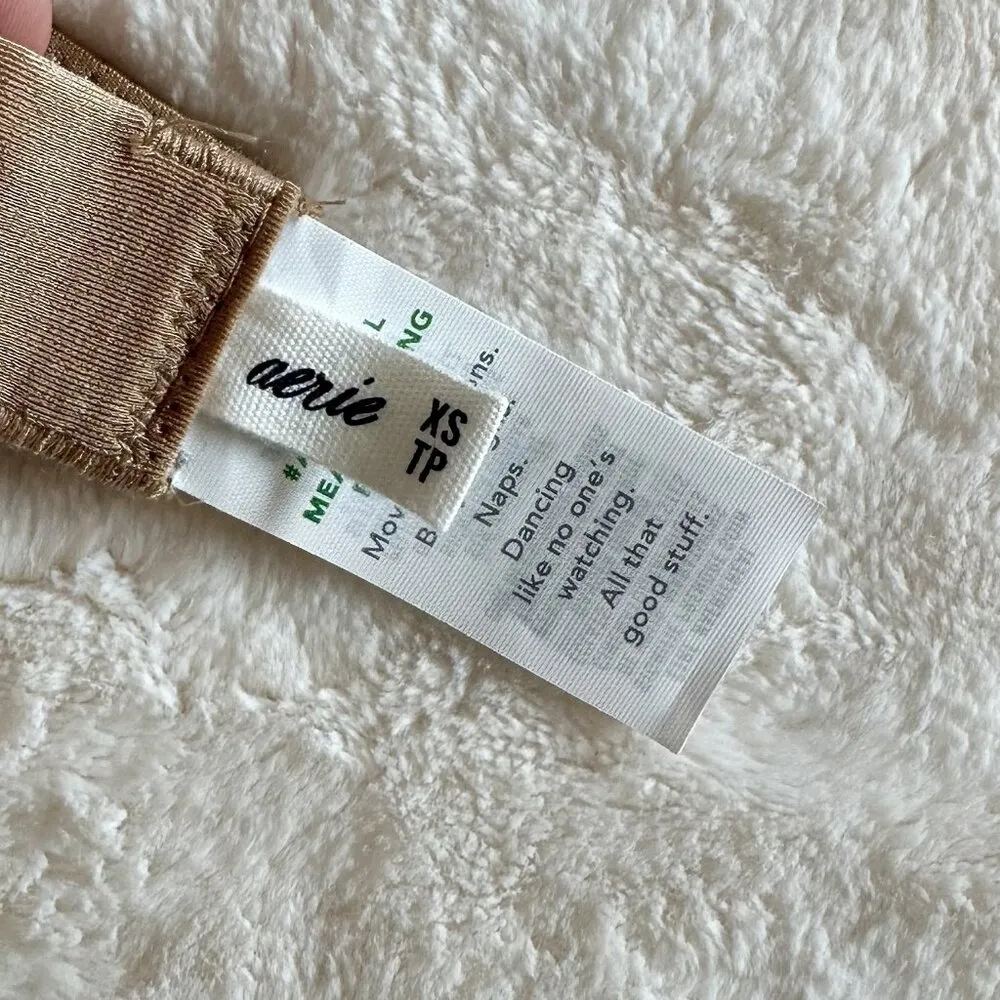 NWT Aerie Velvet Stripe Triangle Bralette in Cappuccino - Size: XS - Image 4