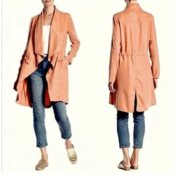 MAX JEANS | "Toast" Tan Clay Orange Tencel Drape Longer Length Jacket | Medium - Image 2
