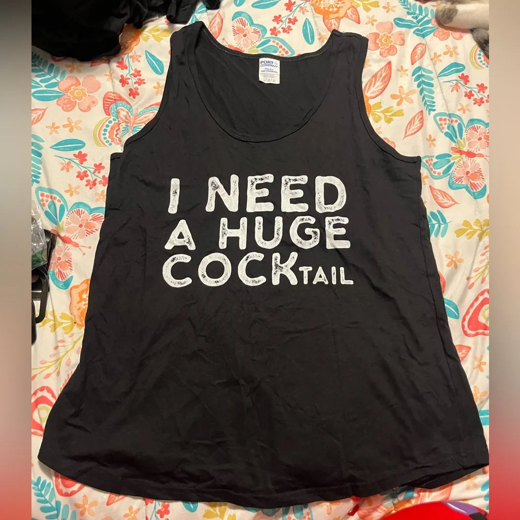 New! Black I Need A Huge COCKtail Tank Top Size L - Image 2