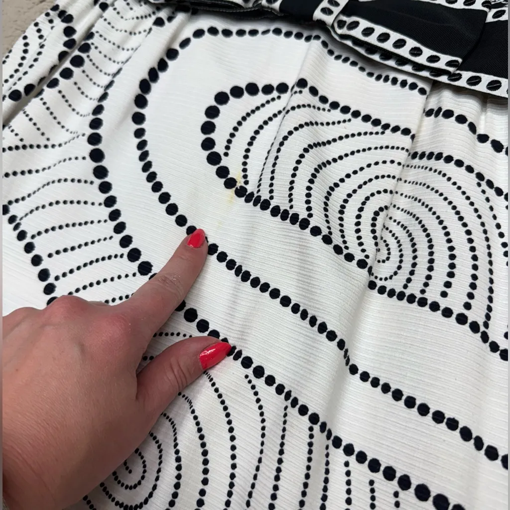 Vintage 60s Needle Craft Graphic Maxi Dress Black White Print Long Sleeve Bow Size XS - Image 11