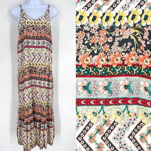 O'Neill Women’s Tank Floral Maxi Sundress Size Small‎ Byron Mixed Print Ruffles - Image 3