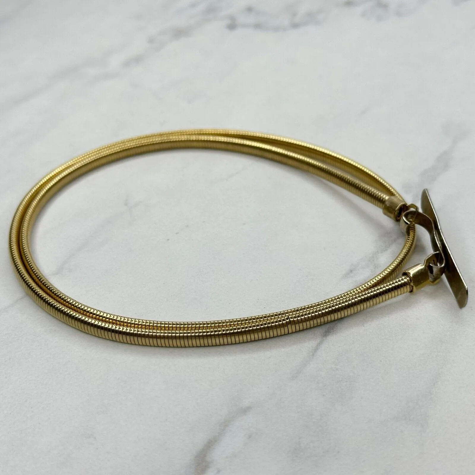 Vintage Gold Tone Coil Stretch Belt Bar Buckle XS/Small (XS/S) ✨ - Image 3