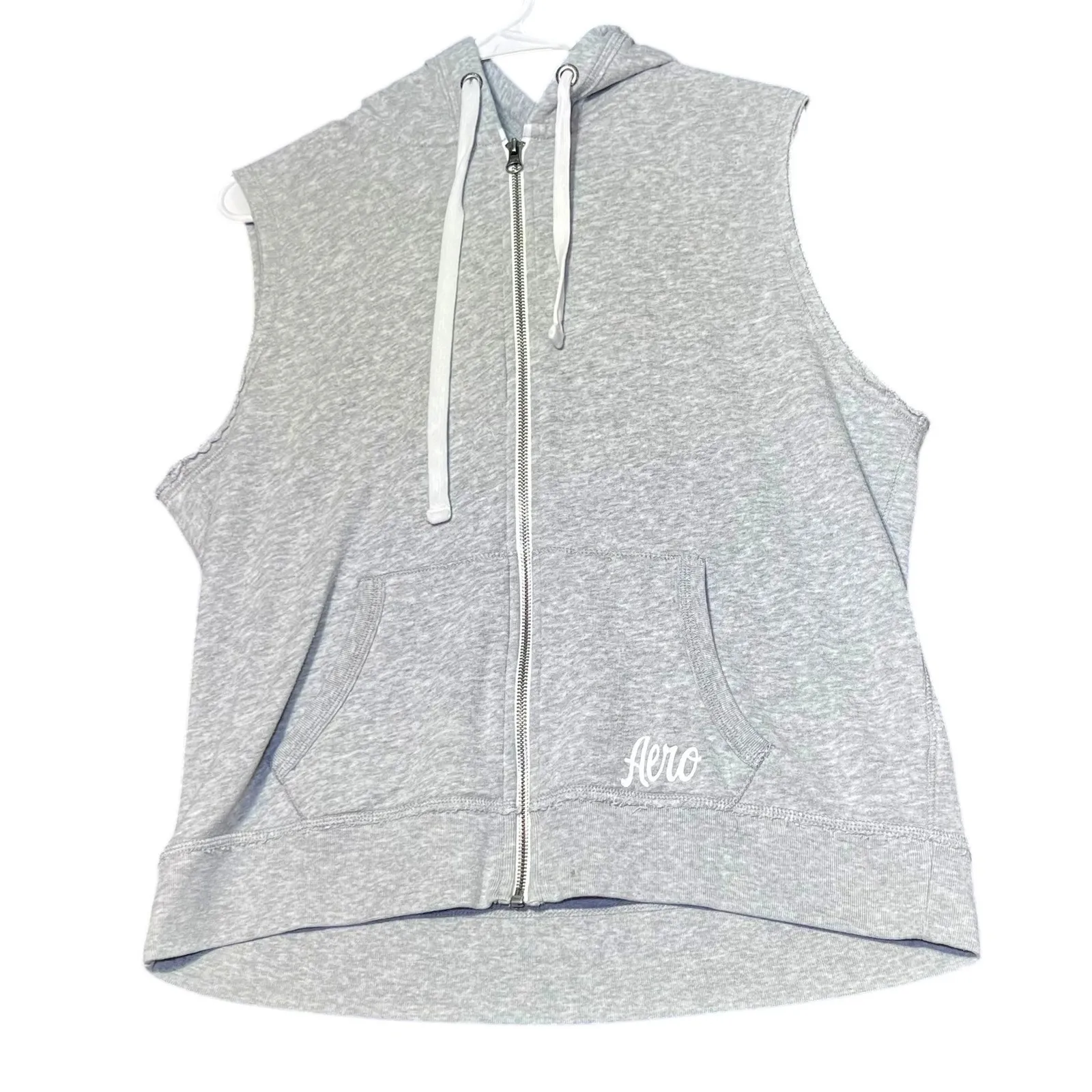 Aeropostale Sleeveless Zip Up Hoodie Womens XL Grey Sweatshirt California Casual - Image 2