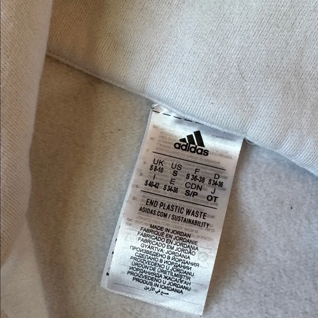 Adidas White Quarter Zip Cropped Sweatshirt SIZE S - Image 2