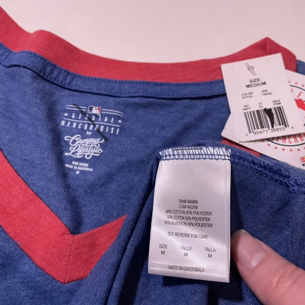 Campus Lifestyle NWT Women's Texas Rangers Red Blue V-Neck Tee T-Shirt Top New Short Sleeve MLB - Image 6