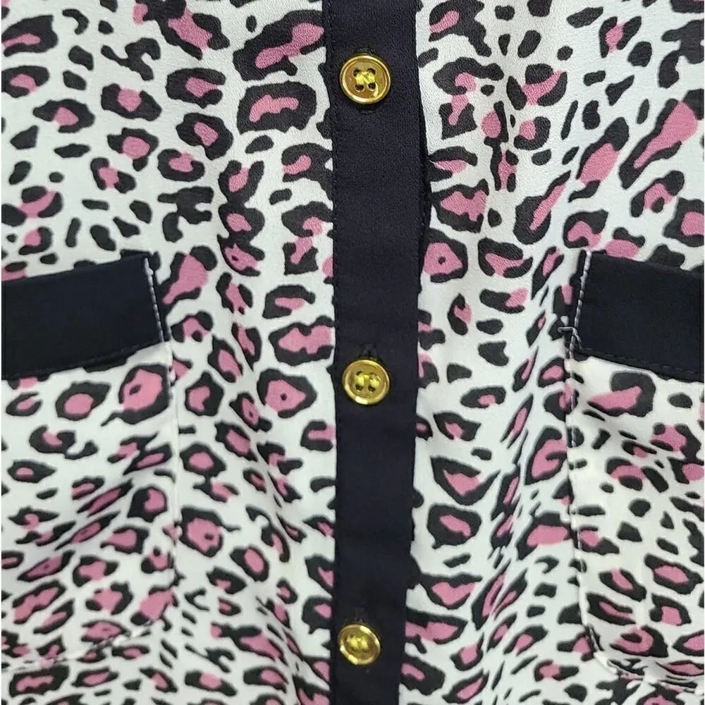 Aqua Cheetah Print Sleeveless Top Size XS - Image 3