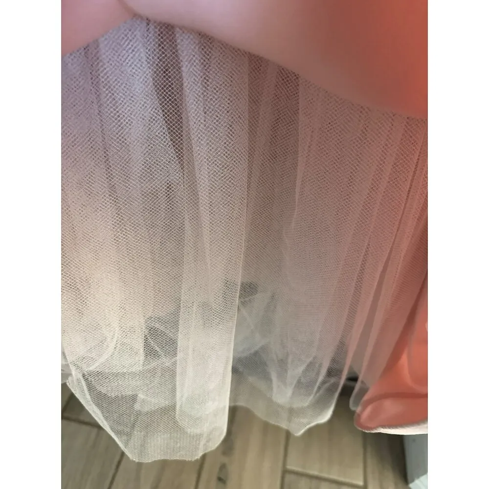 Vintage Jessica McClintock Gunne Sax 9 /10 Pink Formal Gown Gold Brocade Satin - Image 10