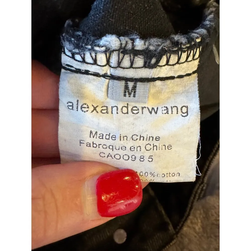 Alexander Wang Jeans Women Medium Black Rhinestone Strap High Rise‎ Straight Leg - Image 13