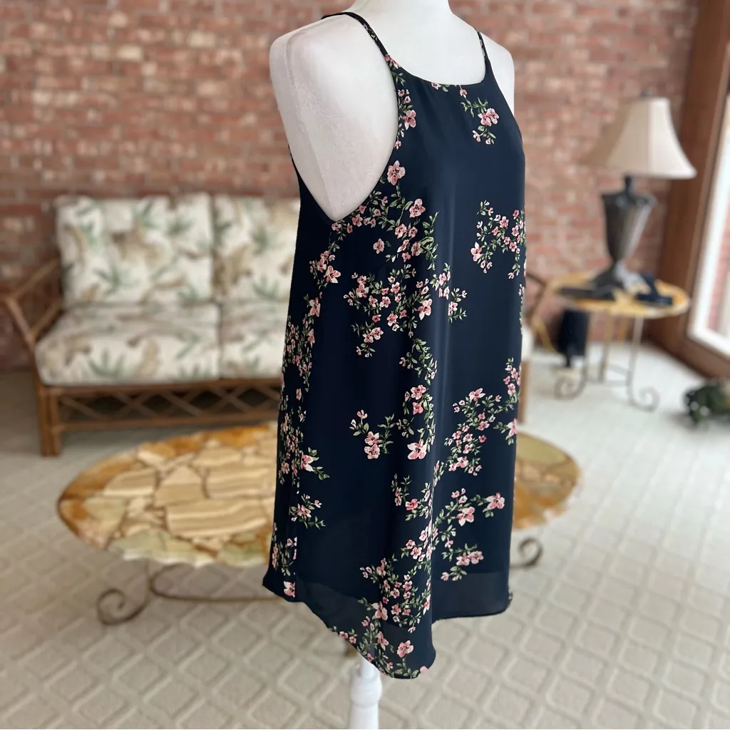 Olivaceous Dress Floral Shift Blue Chiffon Halter M Party Cocktail Garden Mini - Image 9