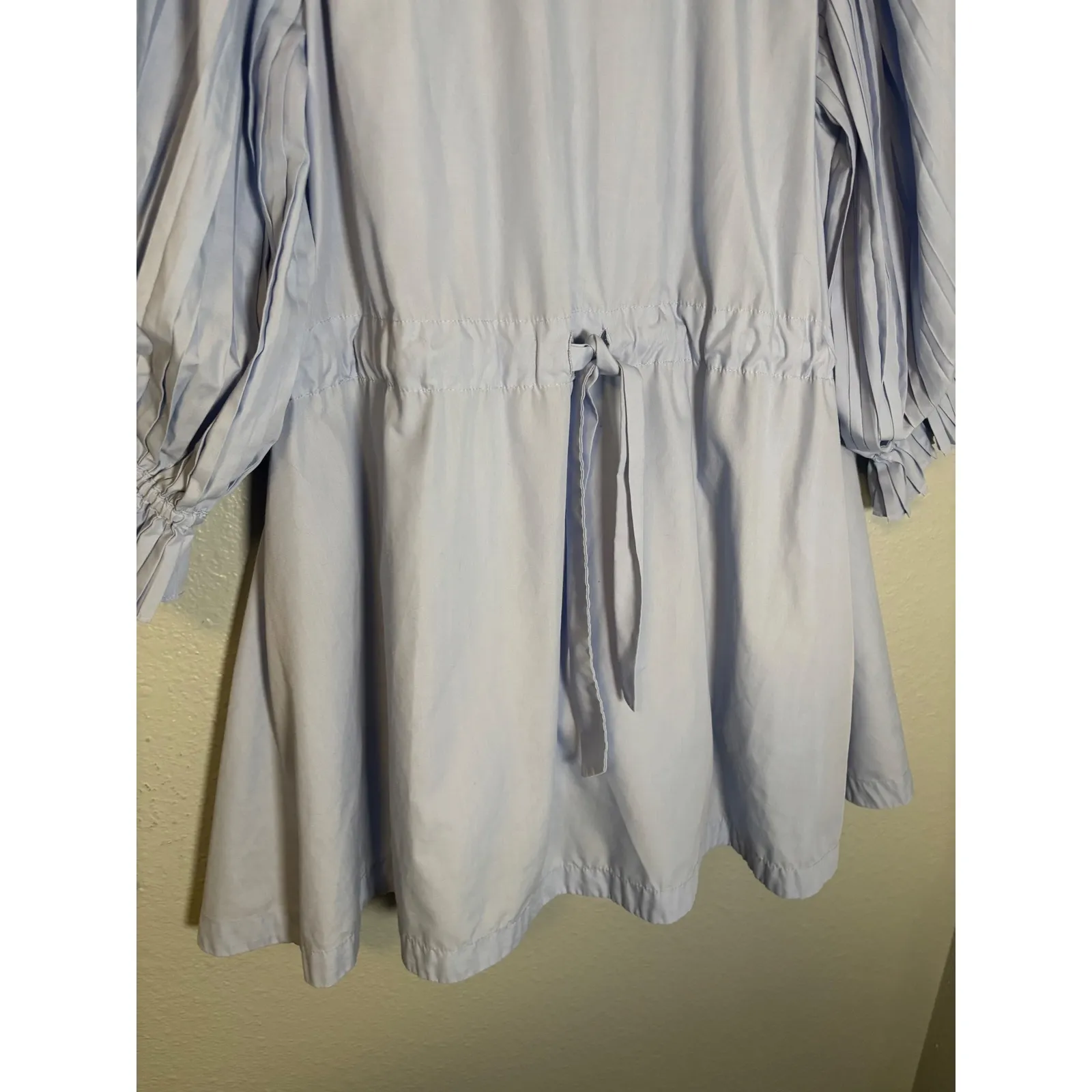 Sovere Pleat Smock Mini Shirt Dress Powder Blue Size XS Party - Image 8