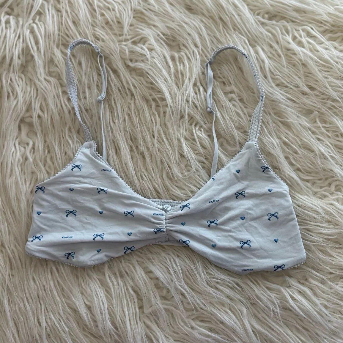 Skims Fits Everybody Picot Skimpy Scoop Bralette Cloud Bow Print Size Medium - Image 2